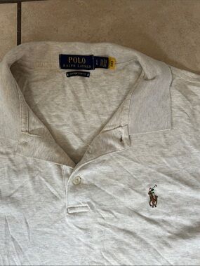 Polo by Ralph Lauren Light Gray Polo Shirt with Multicolor Pony Logo